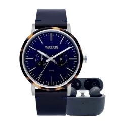 Watx & Colors Men's Watch - RELOJ3_44 Leather & Steel Wristwatch