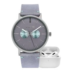 Watx & Colors Men's Watch - Wristwatch RELOJ14_44, Steel & Leather