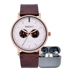 Watx & Colors Men's Watch - Wristwatch RELOJ15_44 Leather And Steel